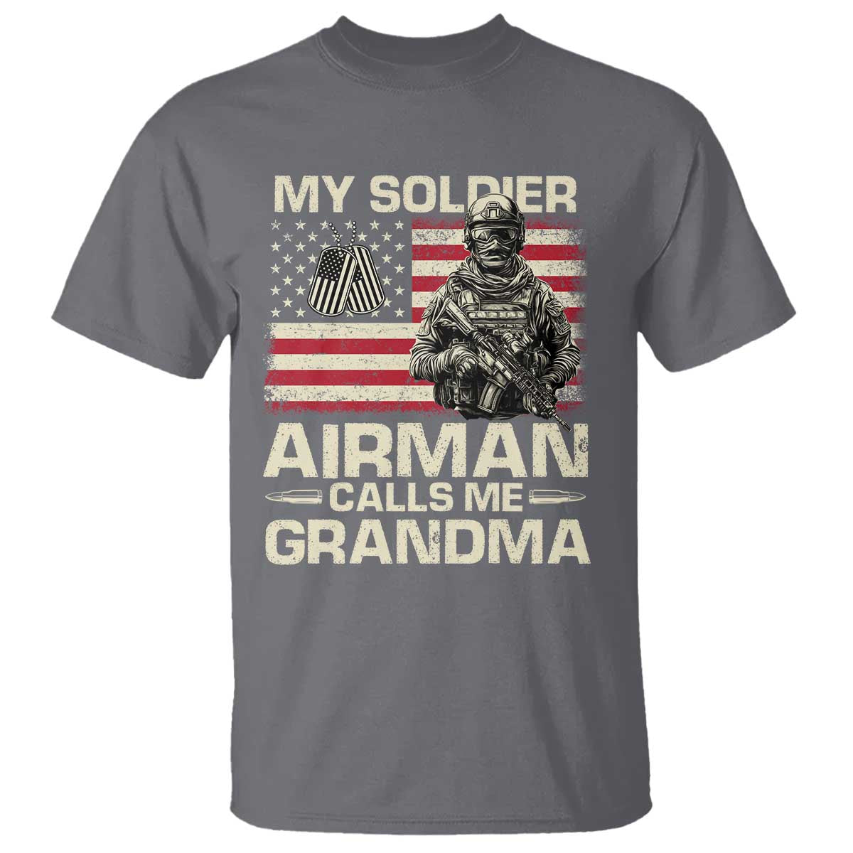 Proud Air Force Grandma T Shirt My Soldier Airman Calls Me Grandma US Flag - Wonder Print Shop
