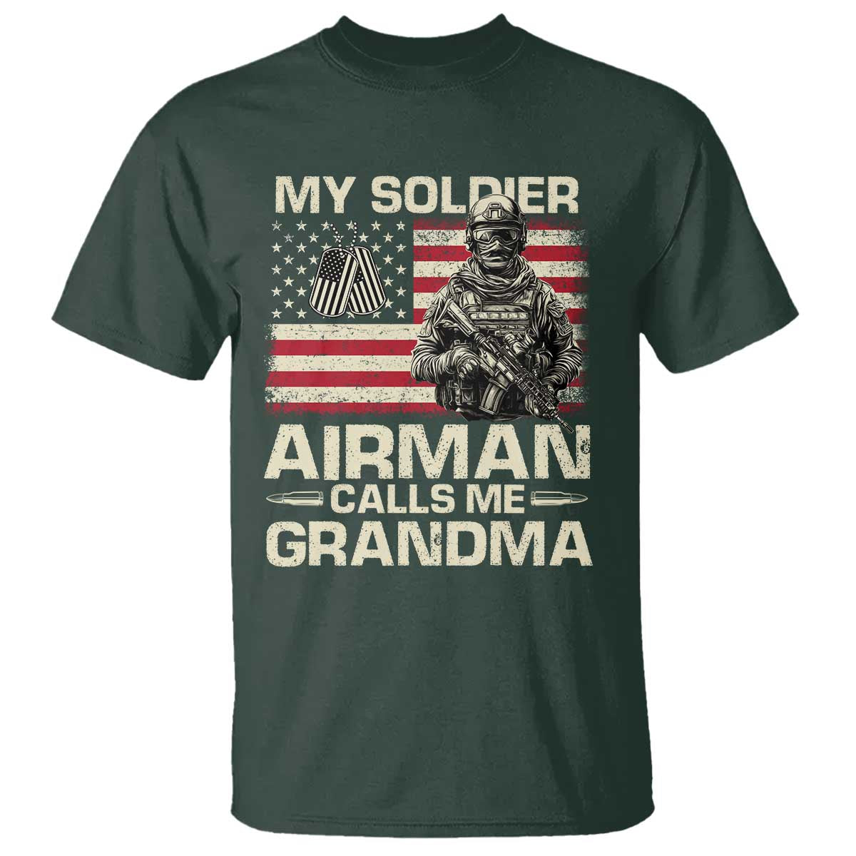 Proud Air Force Grandma T Shirt My Soldier Airman Calls Me Grandma US Flag - Wonder Print Shop