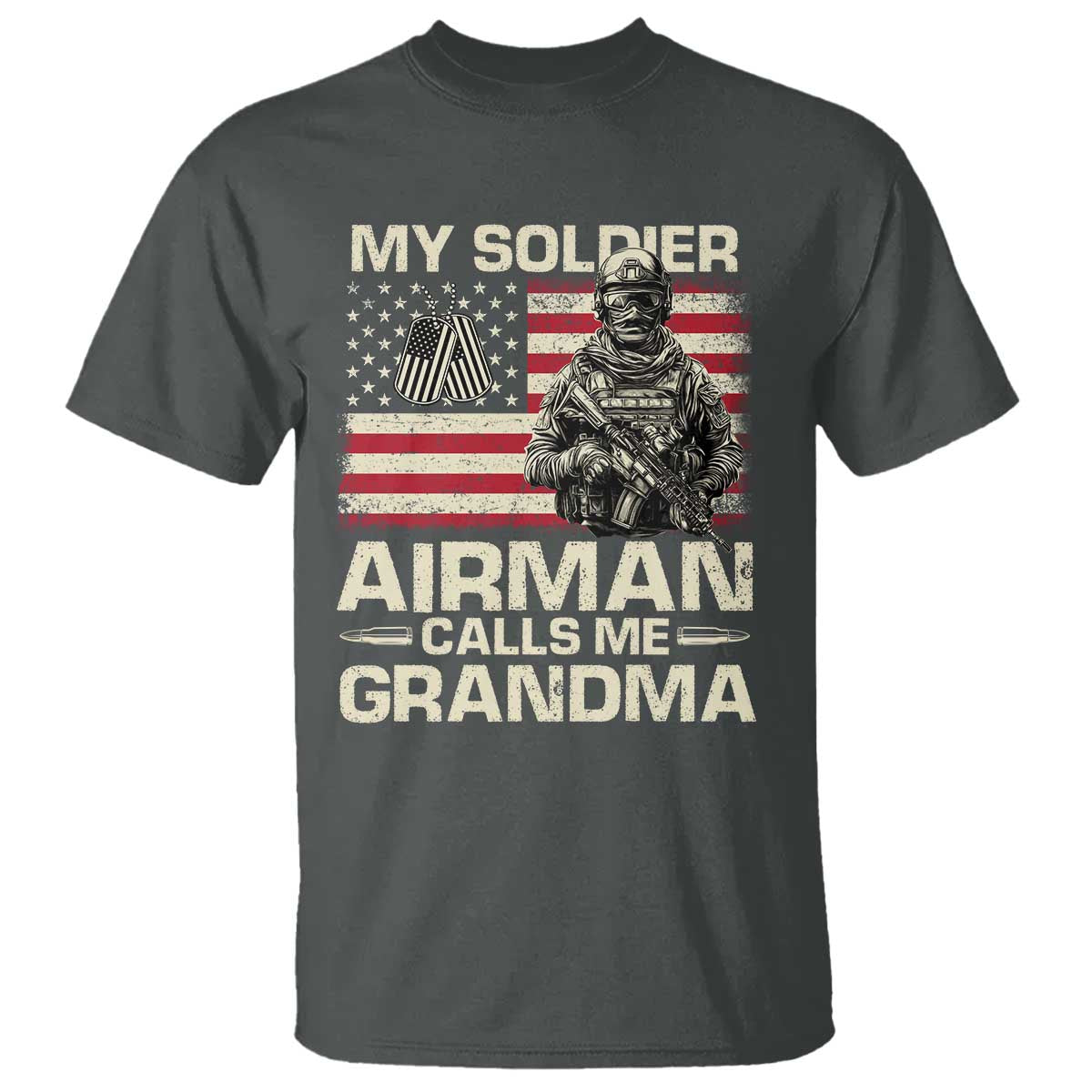 Proud Air Force Grandma T Shirt My Soldier Airman Calls Me Grandma US Flag - Wonder Print Shop