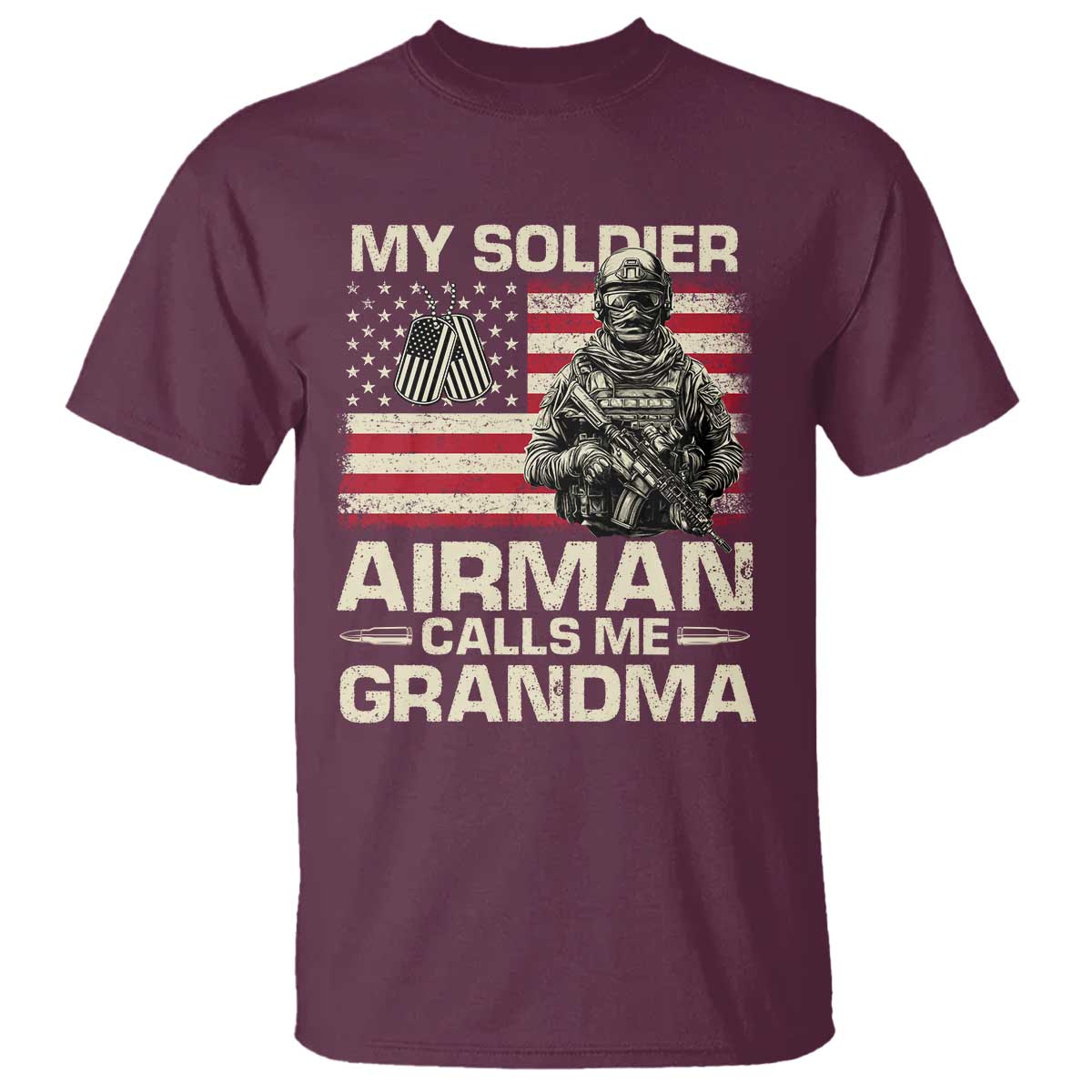 Proud Air Force Grandma T Shirt My Soldier Airman Calls Me Grandma US Flag - Wonder Print Shop