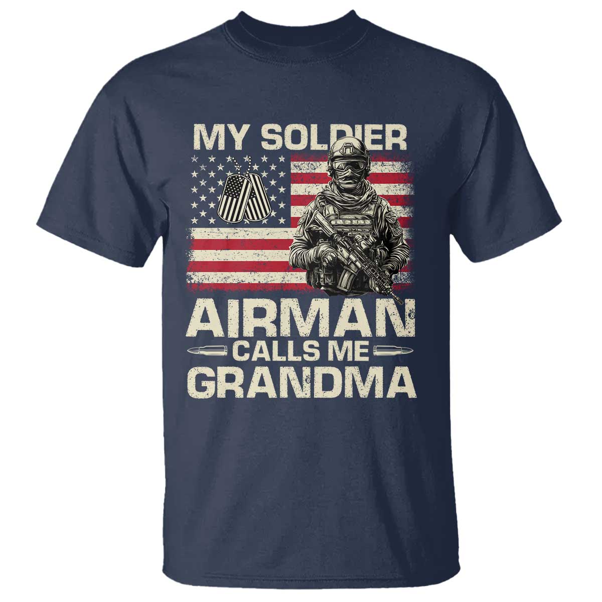Proud Air Force Grandma T Shirt My Soldier Airman Calls Me Grandma US Flag - Wonder Print Shop