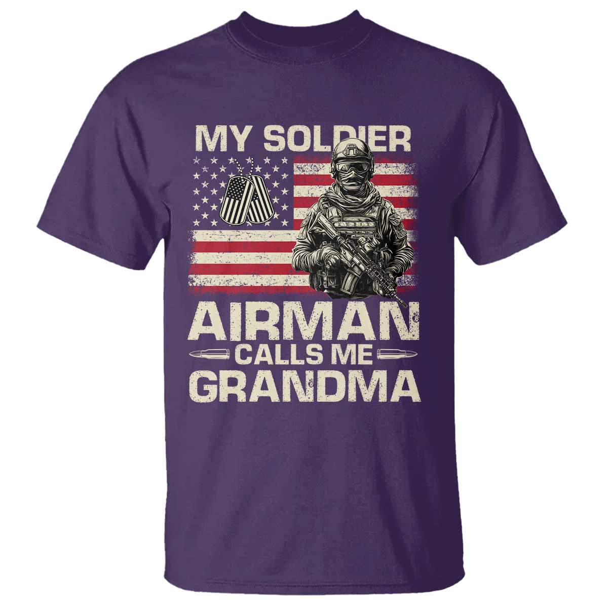 Proud Air Force Grandma T Shirt My Soldier Airman Calls Me Grandma US Flag - Wonder Print Shop