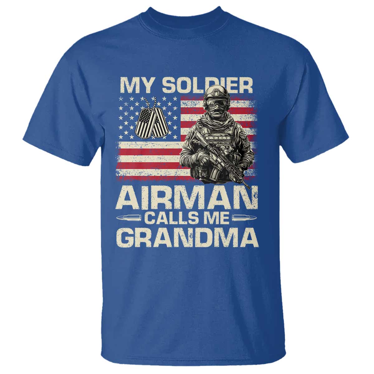 Proud Air Force Grandma T Shirt My Soldier Airman Calls Me Grandma US Flag - Wonder Print Shop