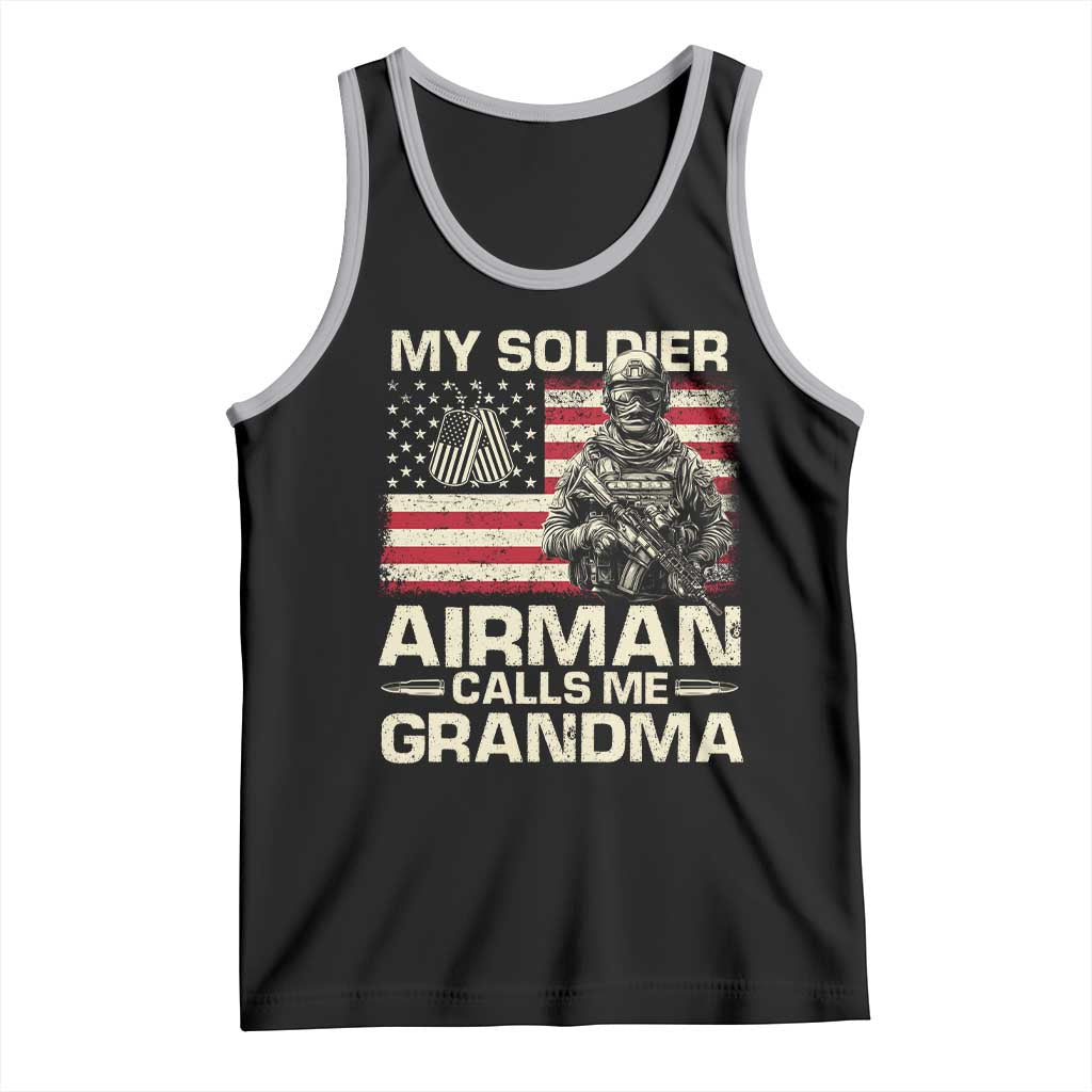 Proud Air Force Grandma Tank Top My Soldier Airman Calls Me Grandma US Flag - Wonder Print Shop