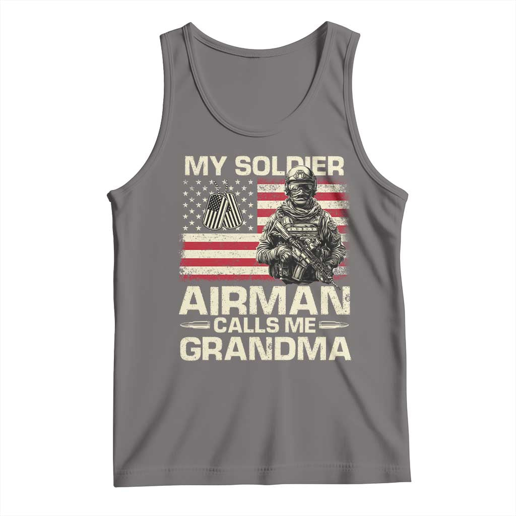 Proud Air Force Grandma Tank Top My Soldier Airman Calls Me Grandma US Flag - Wonder Print Shop
