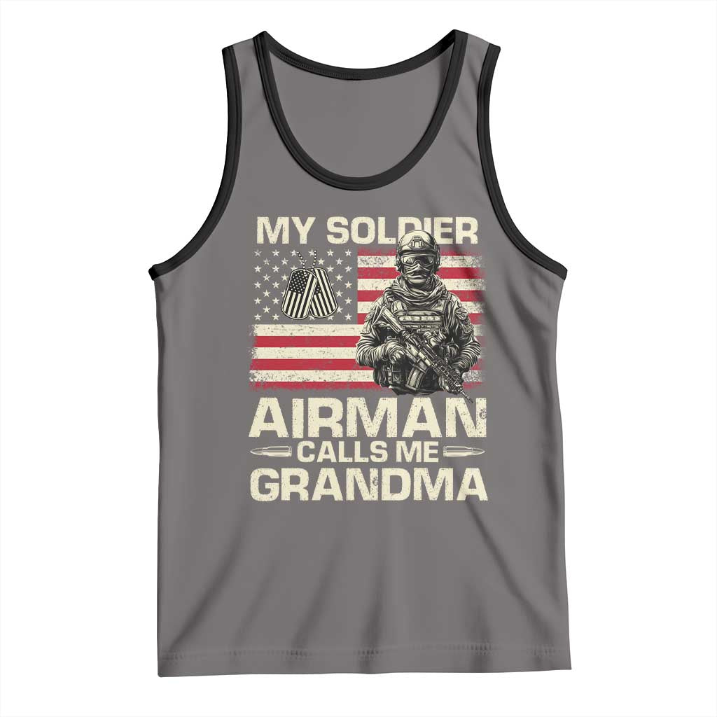 Proud Air Force Grandma Tank Top My Soldier Airman Calls Me Grandma US Flag - Wonder Print Shop