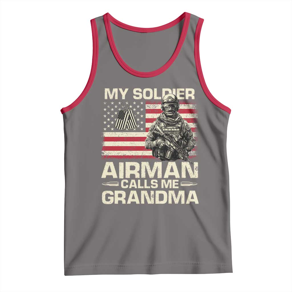 Proud Air Force Grandma Tank Top My Soldier Airman Calls Me Grandma US Flag - Wonder Print Shop