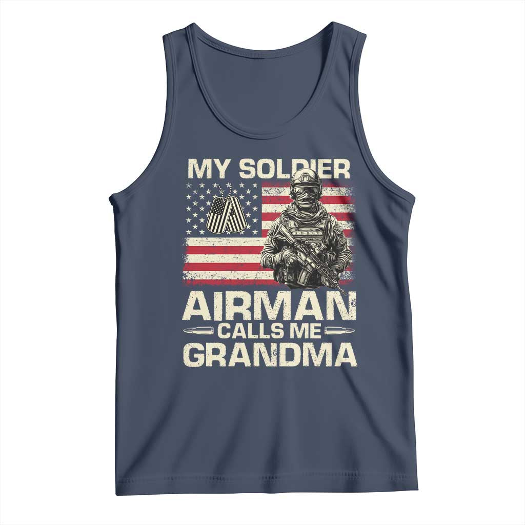 Proud Air Force Grandma Tank Top My Soldier Airman Calls Me Grandma US Flag - Wonder Print Shop
