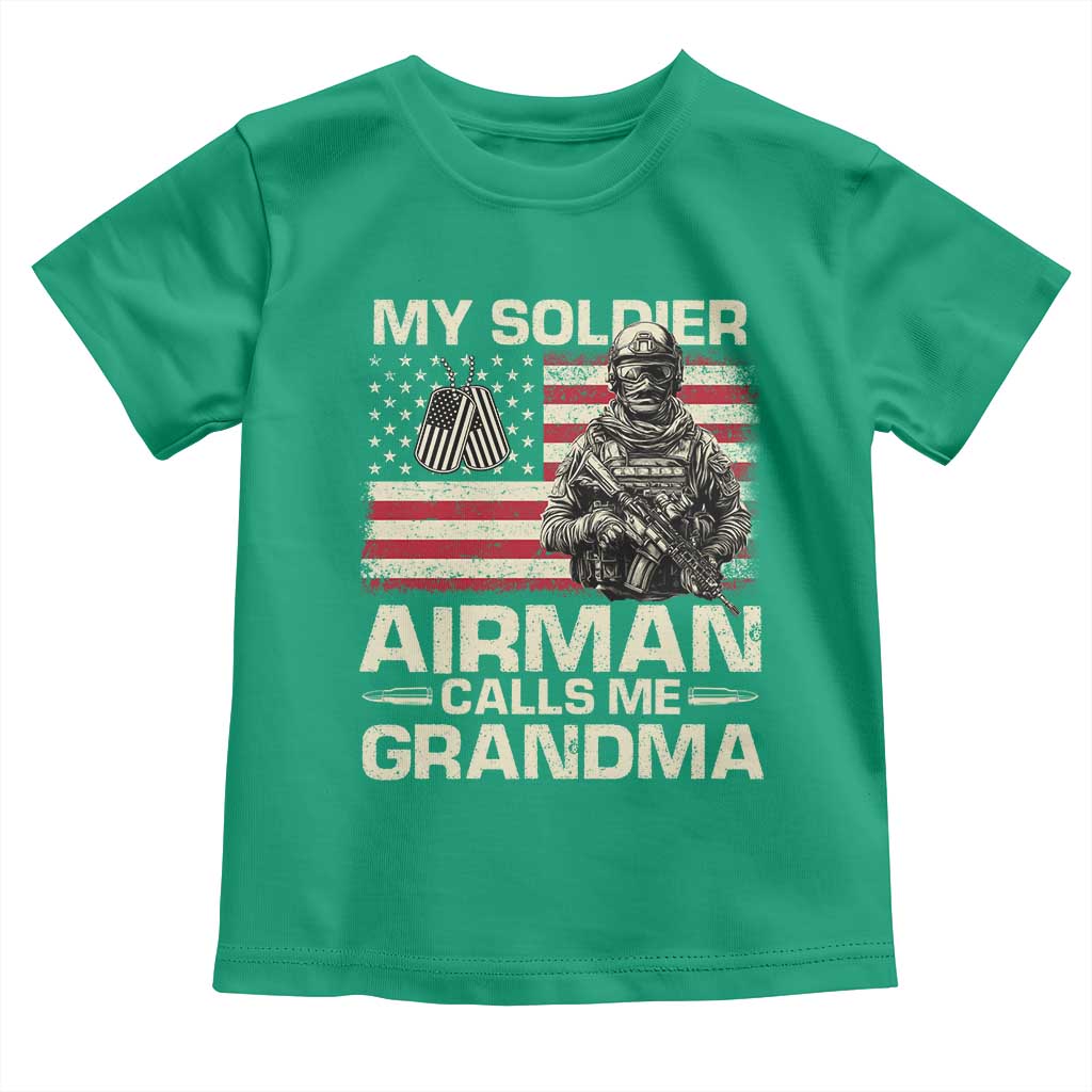 Proud Air Force Grandma Toddler T Shirt My Soldier Airman Calls Me Grandma US Flag - Wonder Print Shop
