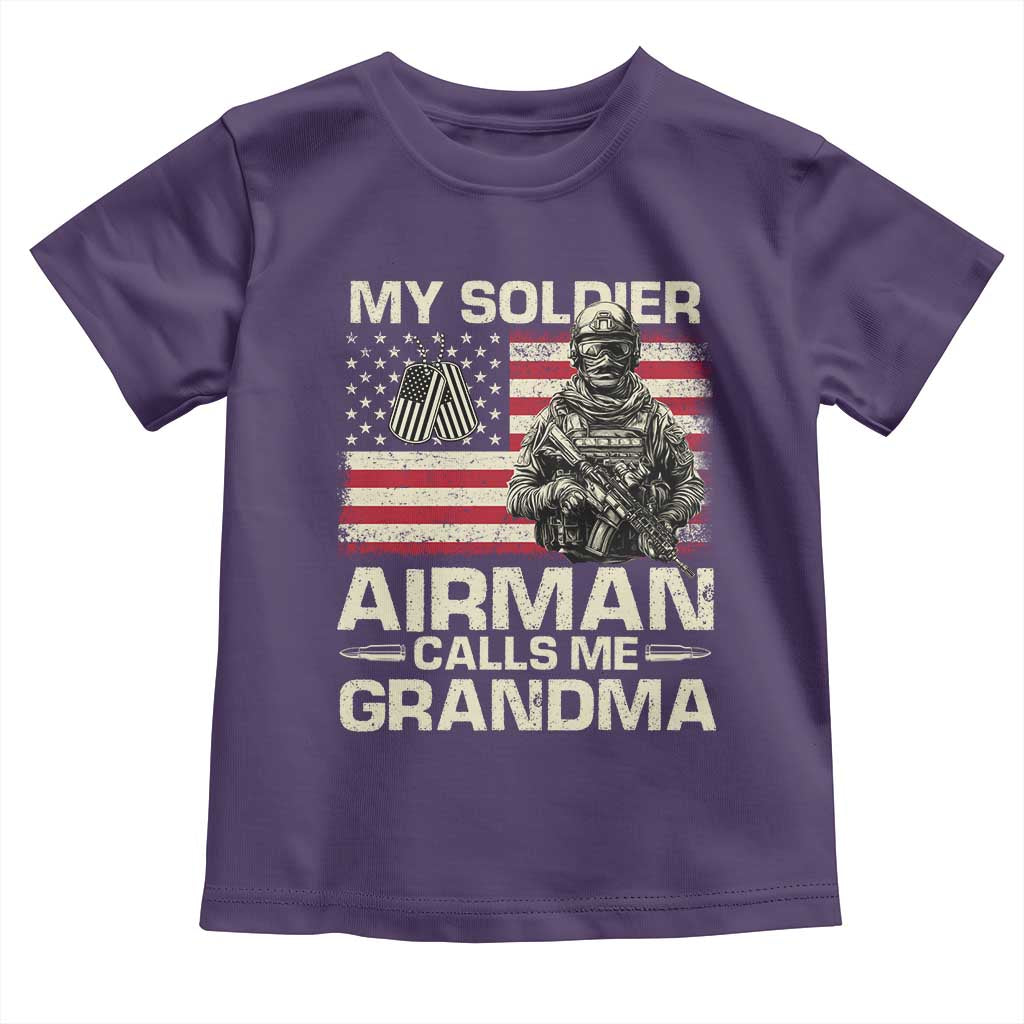 Proud Air Force Grandma Toddler T Shirt My Soldier Airman Calls Me Grandma US Flag - Wonder Print Shop