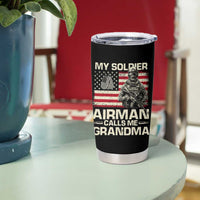Proud Air Force Grandma Tumbler Cup My Soldier Airman Calls Me Grandma US Flag - Wonder Print Shop