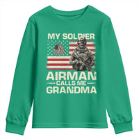 Proud Air Force Grandma Youth Sweatshirt My Soldier Airman Calls Me Grandma US Flag - Wonder Print Shop
