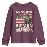 Proud Air Force Grandma Youth Sweatshirt My Soldier Airman Calls Me Grandma US Flag - Wonder Print Shop