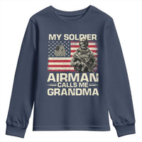 Proud Air Force Grandma Youth Sweatshirt My Soldier Airman Calls Me Grandma US Flag - Wonder Print Shop