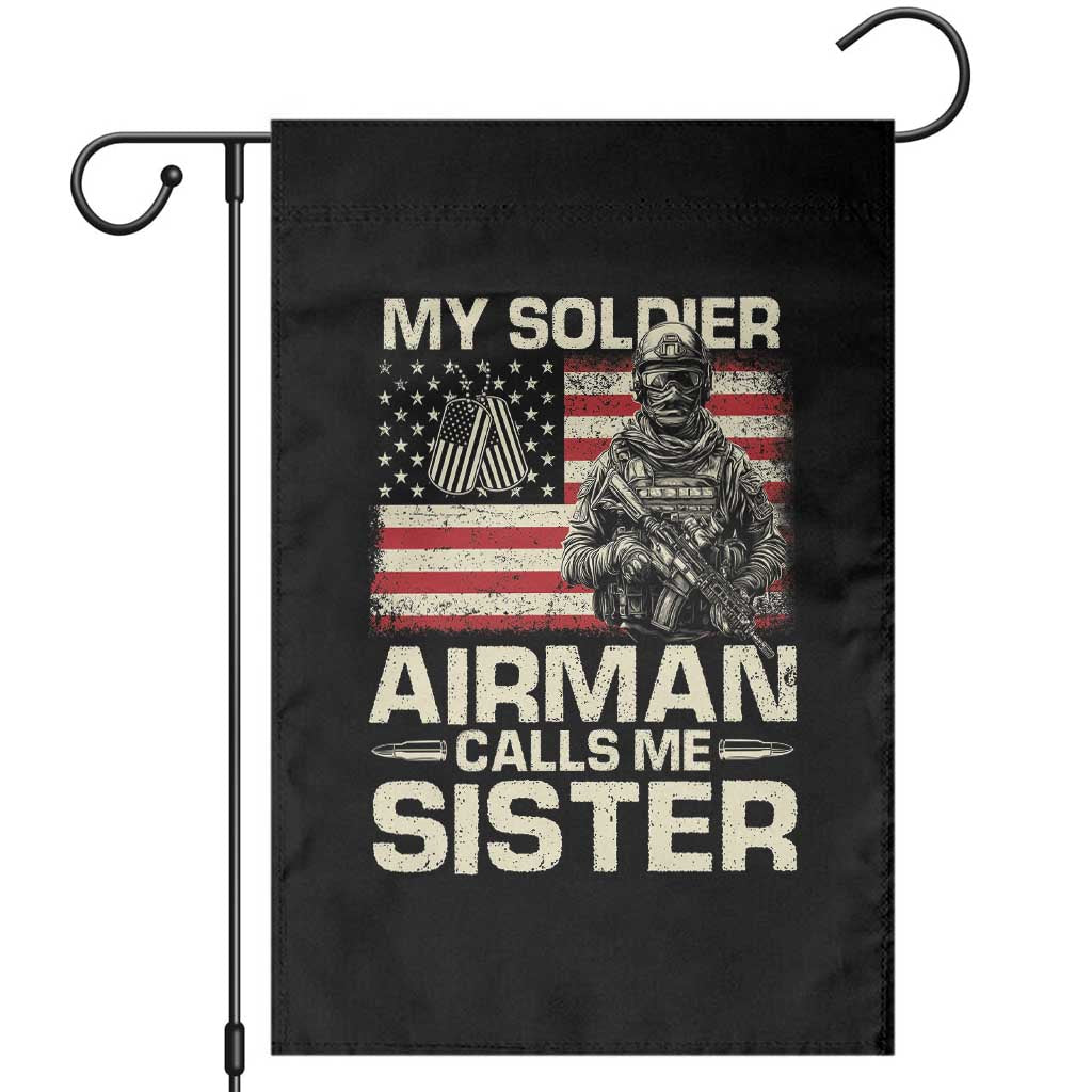 Proud Air Force Sister Garden Flag My Soldier Airman Calls Me Sister US Flag - Wonder Print Shop