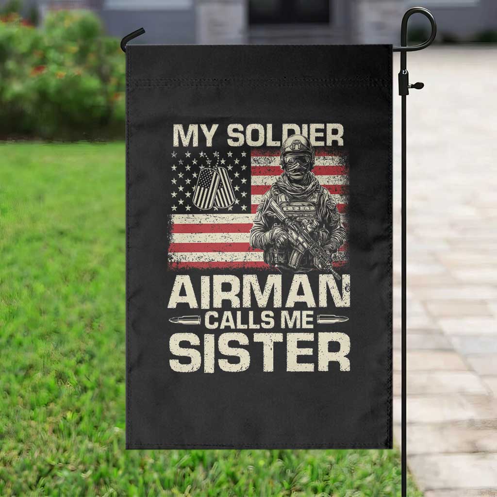 Proud Air Force Sister Garden Flag My Soldier Airman Calls Me Sister US Flag - Wonder Print Shop
