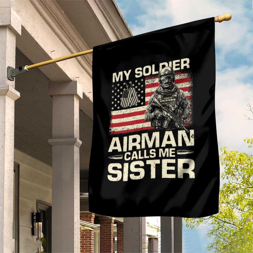 Proud Air Force Sister Garden Flag My Soldier Airman Calls Me Sister US Flag - Wonder Print Shop