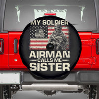 Proud Air Force Sister Spare Tire Cover My Soldier Airman Calls Me Sister US Flag - Wonder Print Shop