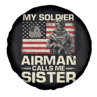 Proud Air Force Sister Spare Tire Cover My Soldier Airman Calls Me Sister US Flag - Wonder Print Shop