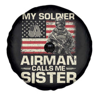 Proud Air Force Sister Spare Tire Cover My Soldier Airman Calls Me Sister US Flag - Wonder Print Shop