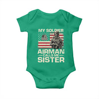 Proud Air Force Sister Baby Onesie My Soldier Airman Calls Me Sister US Flag - Wonder Print Shop