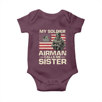 Proud Air Force Sister Baby Onesie My Soldier Airman Calls Me Sister US Flag - Wonder Print Shop