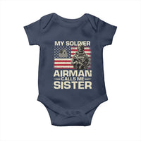 Proud Air Force Sister Baby Onesie My Soldier Airman Calls Me Sister US Flag - Wonder Print Shop