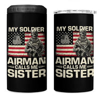 Proud Air Force Sister 4 in 1 Can Cooler Tumbler My Soldier Airman Calls Me Sister US Flag - Wonder Print Shop
