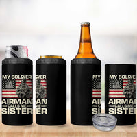 Proud Air Force Sister 4 in 1 Can Cooler Tumbler My Soldier Airman Calls Me Sister US Flag - Wonder Print Shop