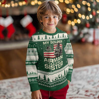 Proud Air Force Sister Ugly Christmas Sweater My Soldier Airman Calls Me Sister US Flag - Wonder Print Shop