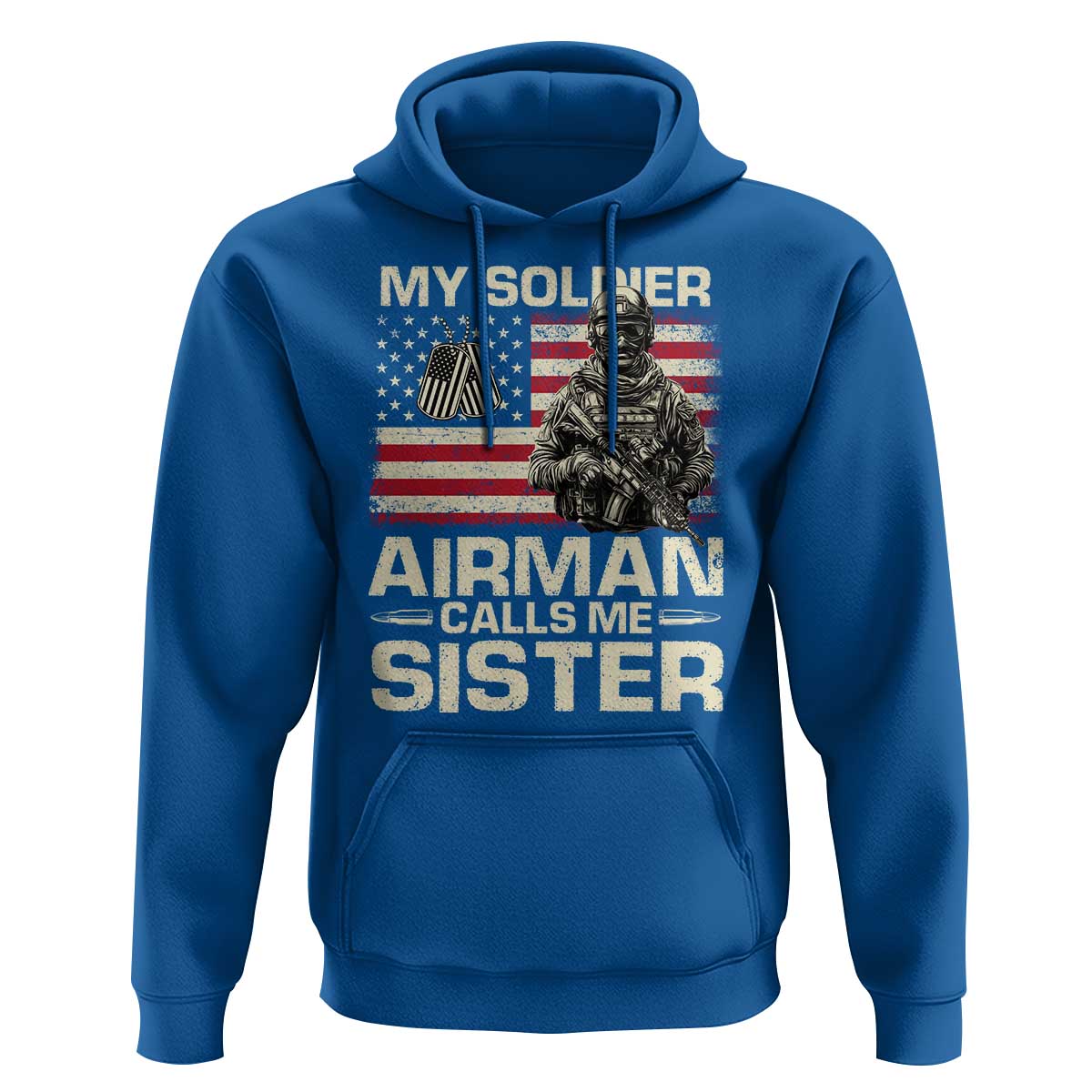 Proud Air Force Sister Hoodie My Soldier Airman Calls Me Sister US Flag - Wonder Print Shop