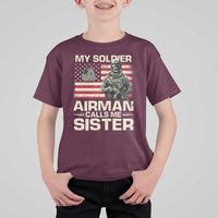Proud Air Force Sister T Shirt For Kid My Soldier Airman Calls Me Sister US Flag - Wonder Print Shop