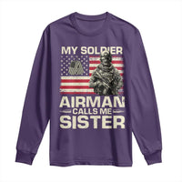 Proud Air Force Sister Long Sleeve Shirt My Soldier Airman Calls Me Sister US Flag - Wonder Print Shop