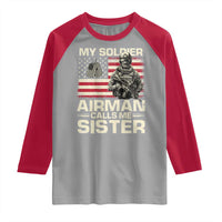Proud Air Force Sister Raglan Shirt My Soldier Airman Calls Me Sister US Flag - Wonder Print Shop