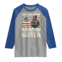 Proud Air Force Sister Raglan Shirt My Soldier Airman Calls Me Sister US Flag - Wonder Print Shop