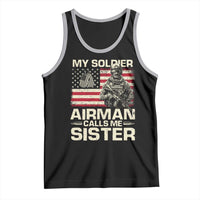 Proud Air Force Sister Tank Top My Soldier Airman Calls Me Sister US Flag - Wonder Print Shop
