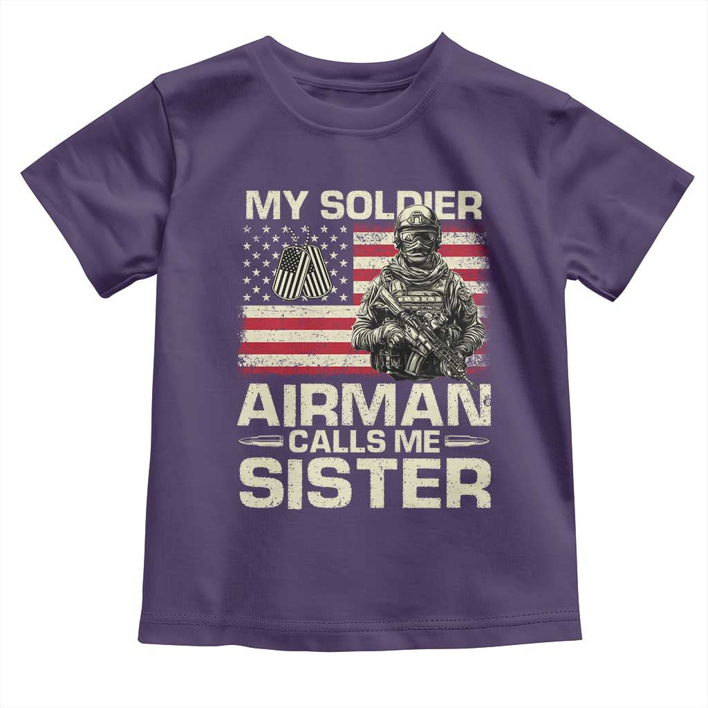 Proud Air Force Sister Toddler T Shirt My Soldier Airman Calls Me Sister US Flag - Wonder Print Shop
