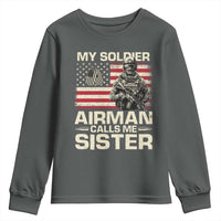 Proud Air Force Sister Youth Sweatshirt My Soldier Airman Calls Me Sister US Flag - Wonder Print Shop