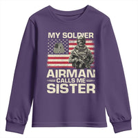 Proud Air Force Sister Youth Sweatshirt My Soldier Airman Calls Me Sister US Flag - Wonder Print Shop