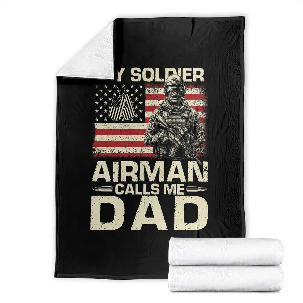 Proud Air Force Dad Throw Blanket My Soldier Airman Calls Me Dad US Flag - Wonder Print Shop