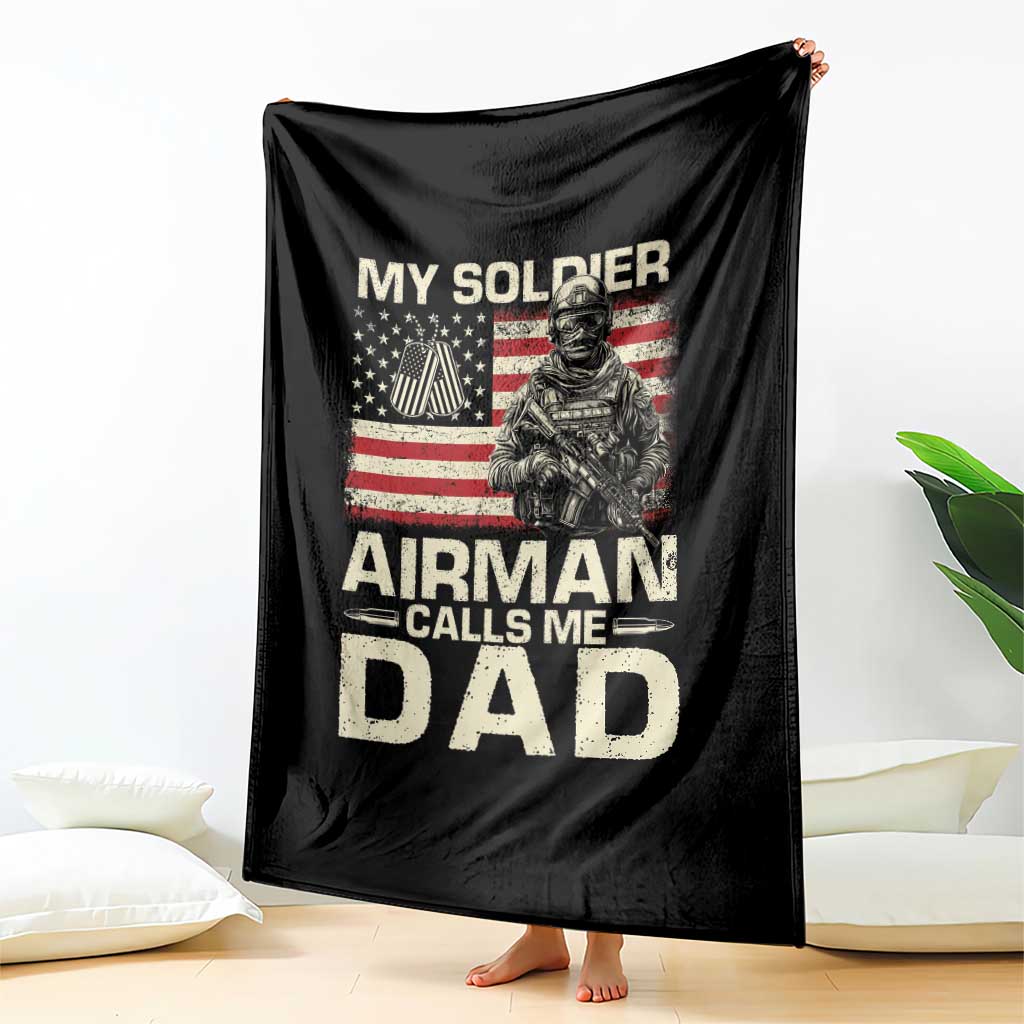Proud Air Force Dad Throw Blanket My Soldier Airman Calls Me Dad US Flag - Wonder Print Shop