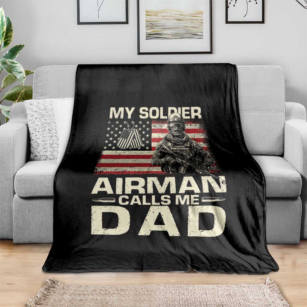 Proud Air Force Dad Throw Blanket My Soldier Airman Calls Me Dad US Flag - Wonder Print Shop
