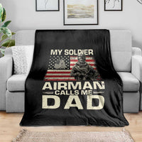 Proud Air Force Dad Throw Blanket My Soldier Airman Calls Me Dad US Flag - Wonder Print Shop