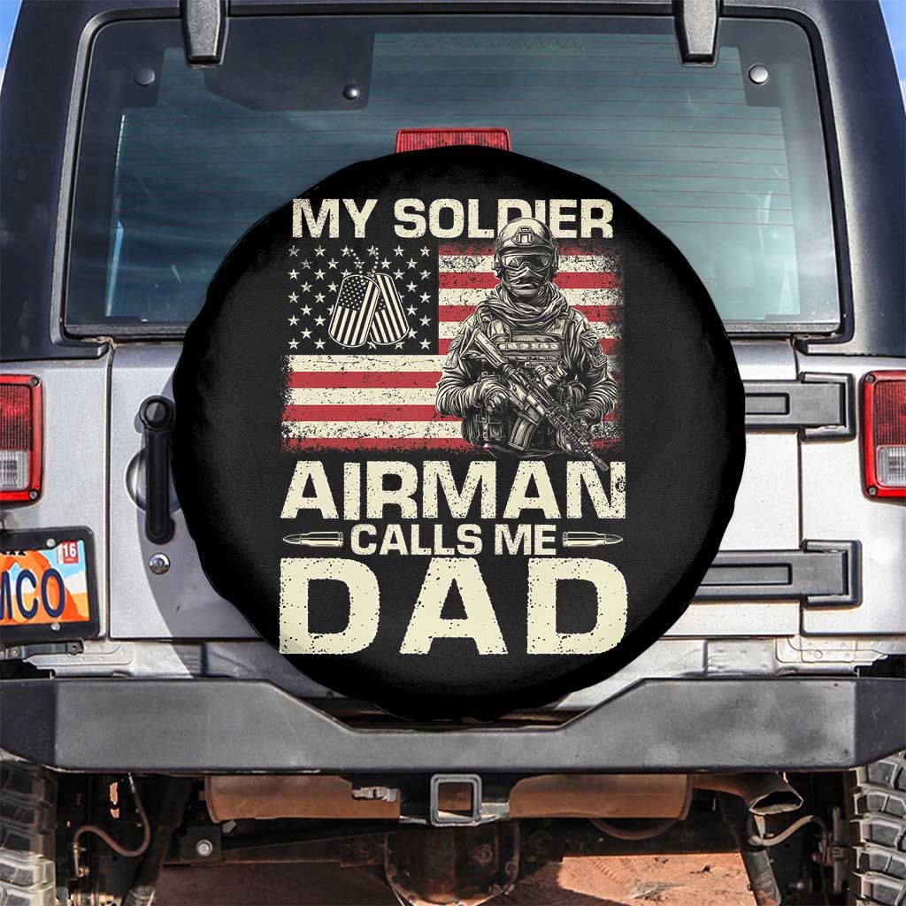 Proud Air Force Dad Spare Tire Cover My Soldier Airman Calls Me Dad US Flag - Wonder Print Shop