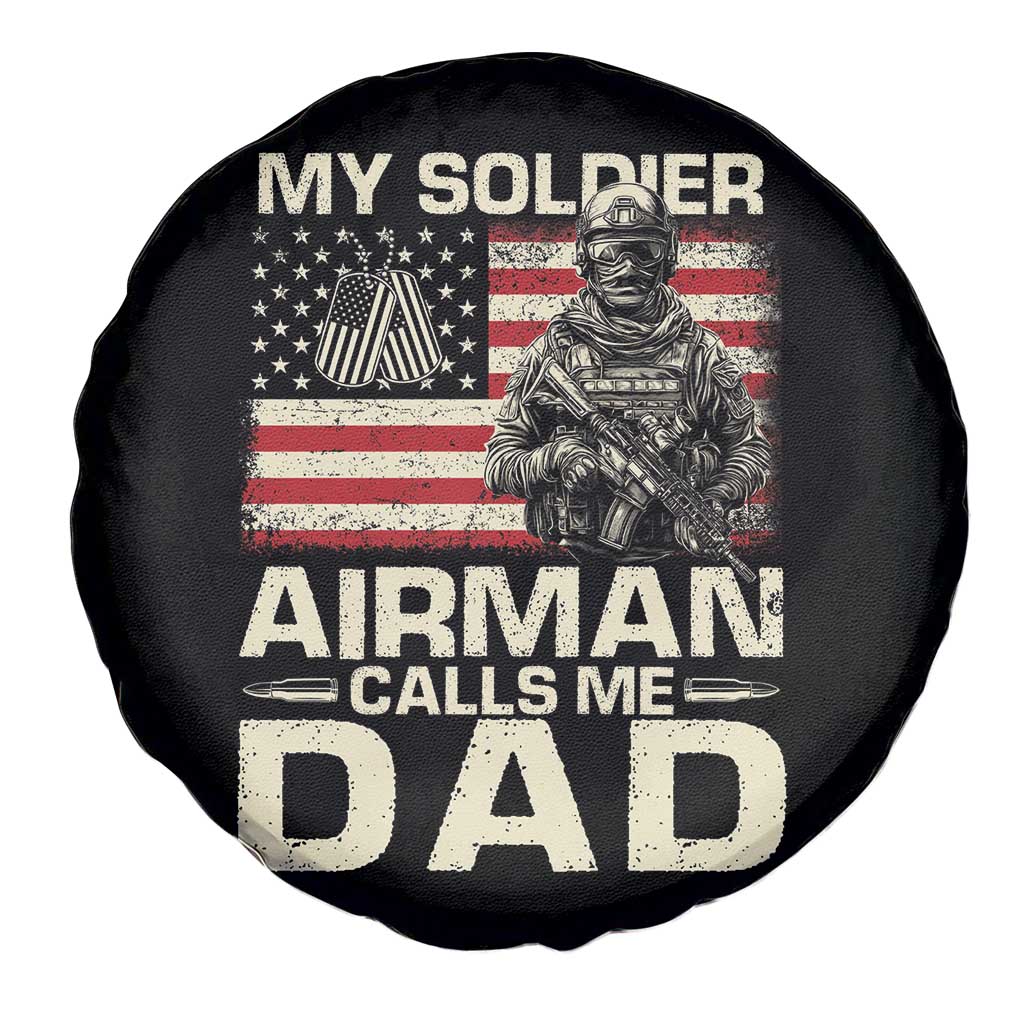 Proud Air Force Dad Spare Tire Cover My Soldier Airman Calls Me Dad US Flag - Wonder Print Shop