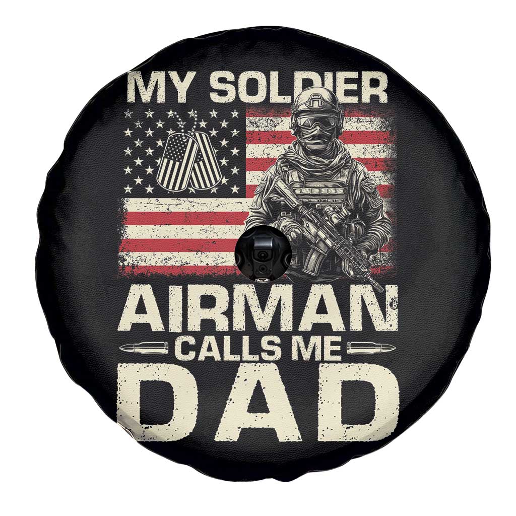 Proud Air Force Dad Spare Tire Cover My Soldier Airman Calls Me Dad US Flag - Wonder Print Shop