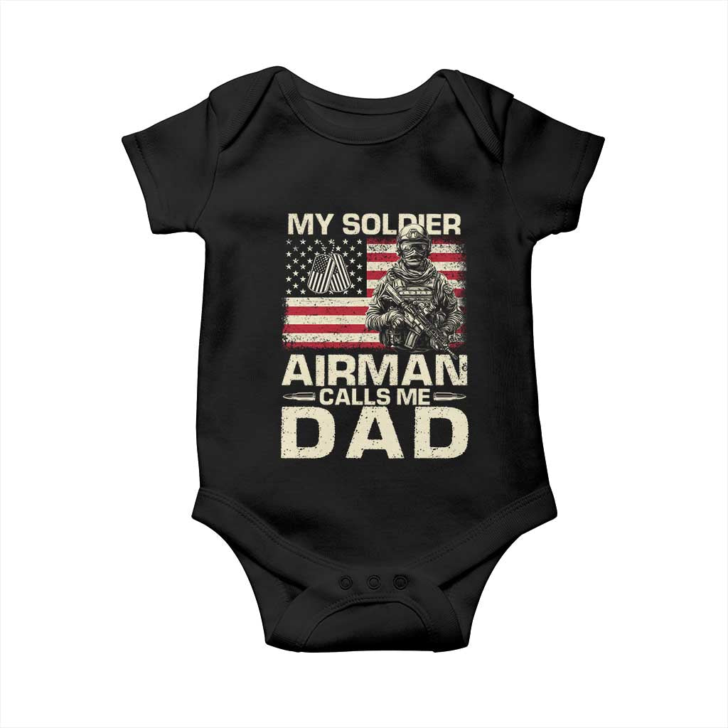 Proud Air Force Dad Baby Onesie My Soldier Airman Calls Me Dad US Flag - Wonder Print Shop