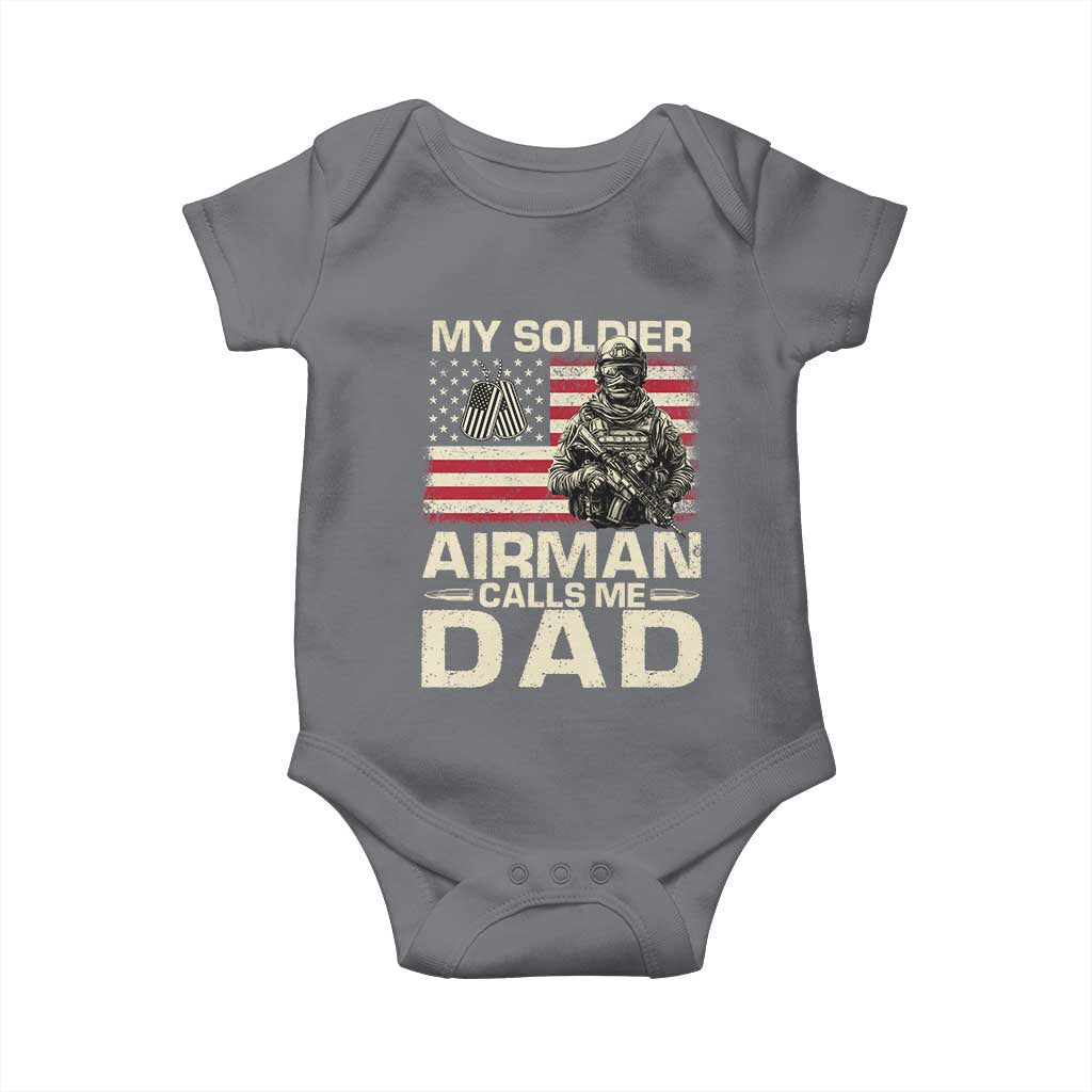 Proud Air Force Dad Baby Onesie My Soldier Airman Calls Me Dad US Flag - Wonder Print Shop