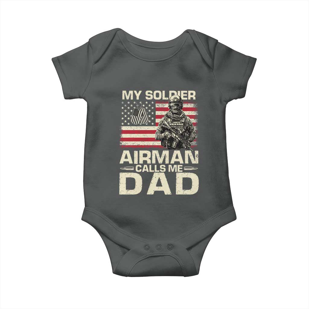 Proud Air Force Dad Baby Onesie My Soldier Airman Calls Me Dad US Flag - Wonder Print Shop