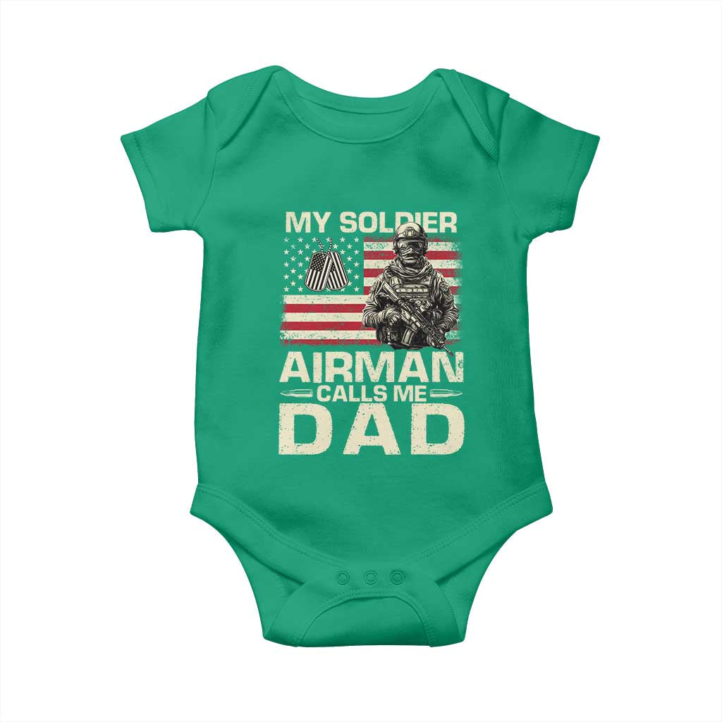Proud Air Force Dad Baby Onesie My Soldier Airman Calls Me Dad US Flag - Wonder Print Shop